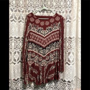 Red free people tunic with open back